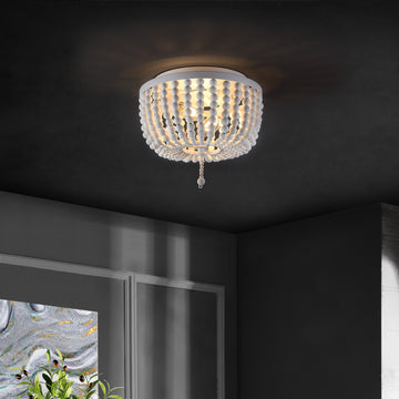 Allison 15" Wood Beaded/Metal LED Flush Mount